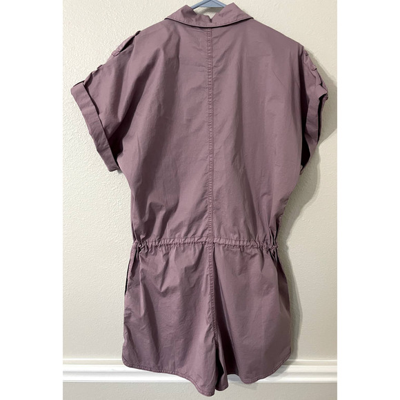 Pistola Meg Lilac Dust Zip Front Short Sleeve Drawstring Waist Romper Medium - Picture 4 of 8
